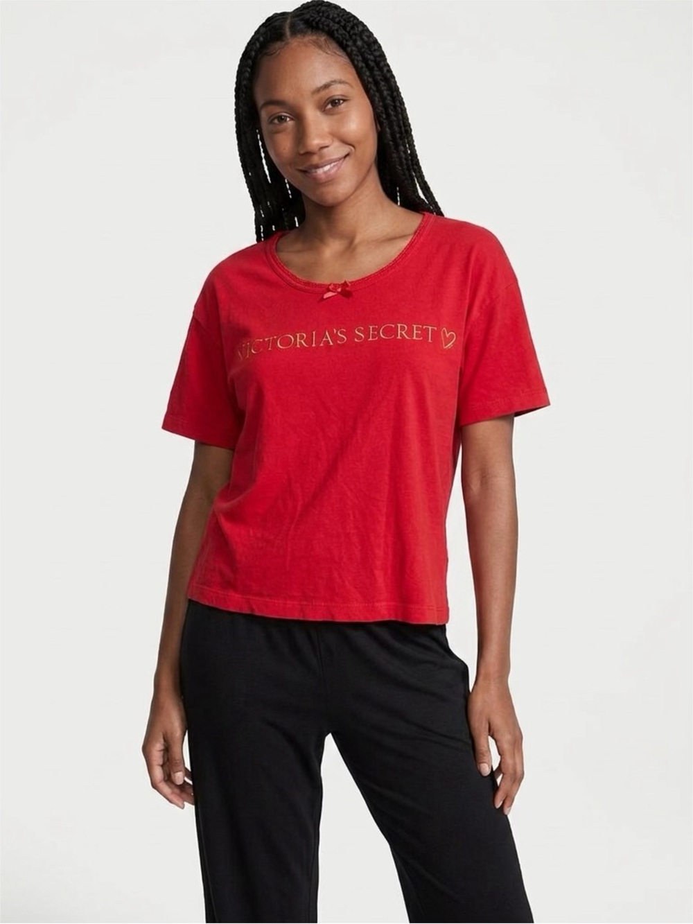 Victoria's Secret Red Short-Sleeve Logo Sleep Shirt